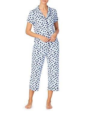 Kate Spade New York Printed Cropped Pajama Set In Blue Ditsy