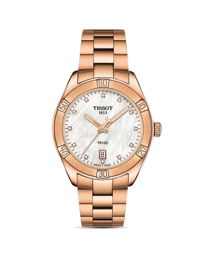 Tissot Pr 100 Classic Watch, 36mm In Rose Gold/white