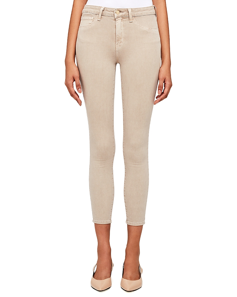 L'agence Margot Cropped Coated High-rise Skinny Jeans In Biscuit