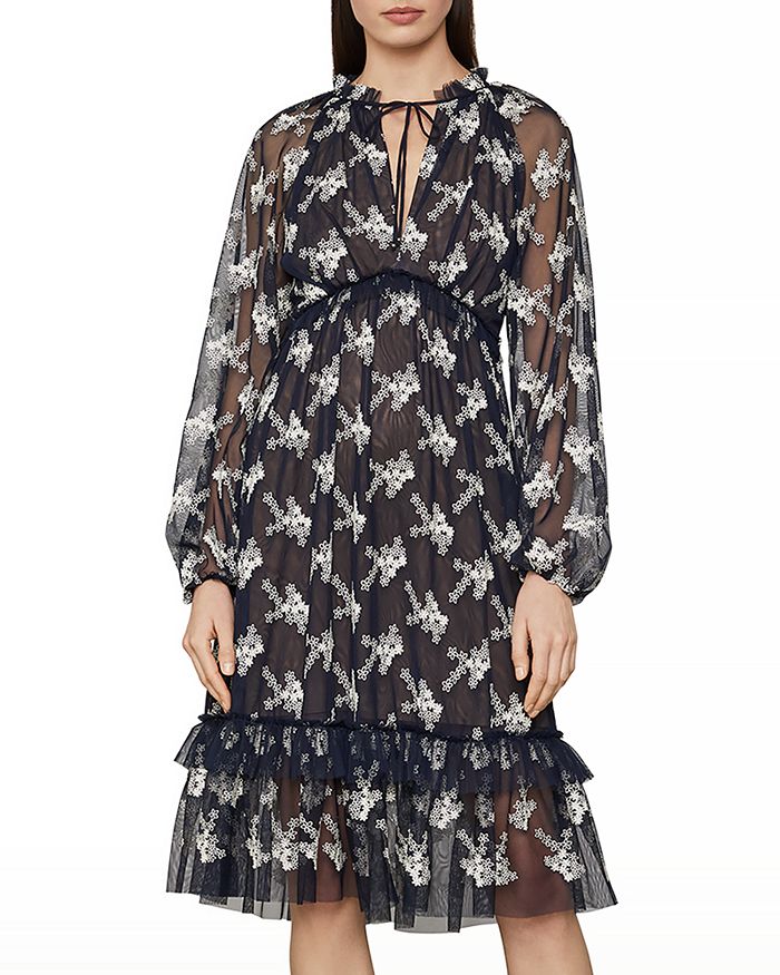 BCBGMAXAZRIA Tie Neck Woven Blouse in Optic White