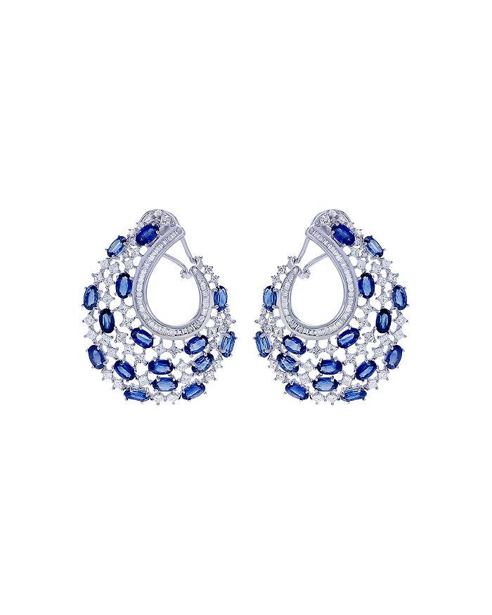 Bloomingdale's Blue Sapphire & Diamond Front To Back Earrings In 14k White Gold - 100% Exclusive In White/blue