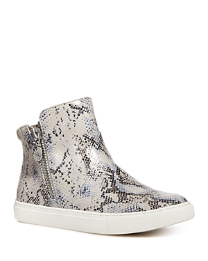 Gentle Souls By Kenneth Cole Women's Carter Leather High Top Sneakers In White Snake Leather