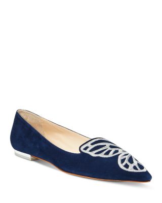 navy and white flats