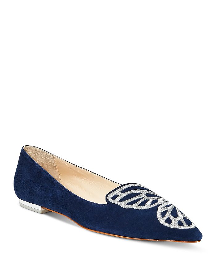 Sophia Webster Women's Butterfly Embroidery Flats - 100% Exclusive In Navy