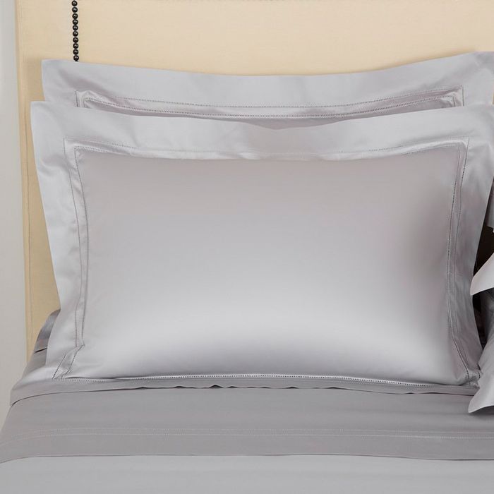 Frette Essentials Doppio Ajour Standard Sham In Gray Cliff