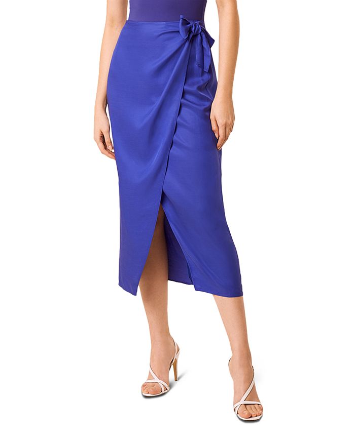 French Connection Gabina Draped Sarong Midi Skirt In Clement Blue