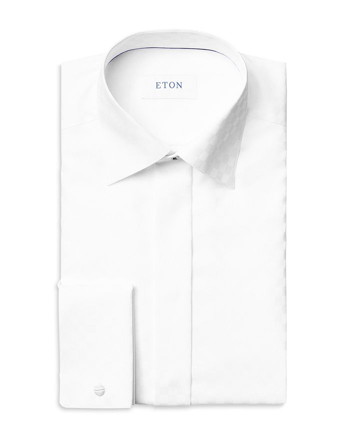 ETON COTTON CHESSBOARD CHECK CONTEMPORARY FIT SATIN DRESS SHIRT,100001030-00