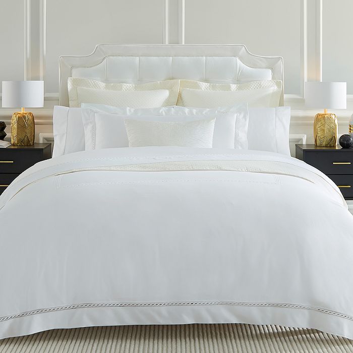 Sferra King 1,020 Thread Count Lace Sateen Flat Sheet In White