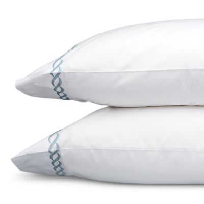 Matouk Classic Chain Standard Pillowcase, Pair In Hazy Blue