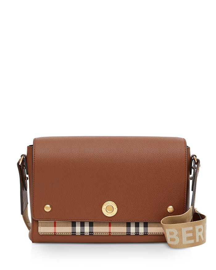 BURBERRY LEATHER & VINTAGE CHECK NOTE CROSSBODY,8021111