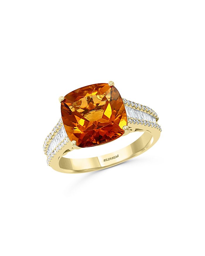 Bloomingdale's Madera Citrine & Diamond Ring In 14k Yellow Gold - 100% Exclusive