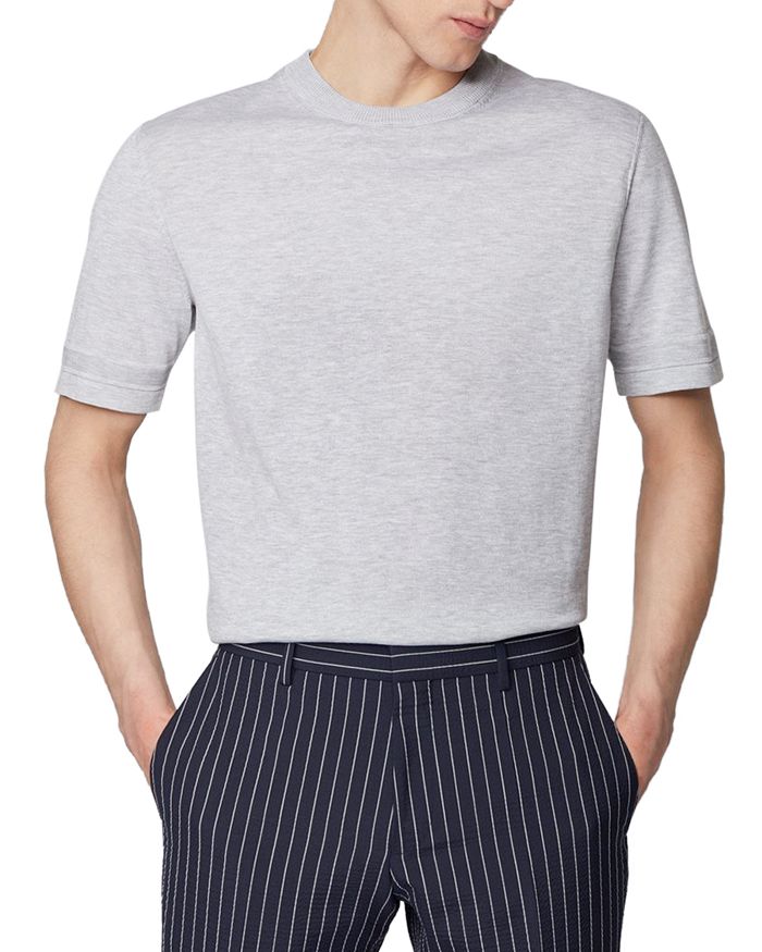 Hugo Boss Imatteo Short Sleeve Sweater In Gray