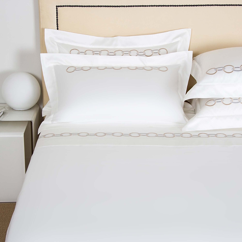 Frette Links Embroidery King Sham In Savage Beige/scoglio