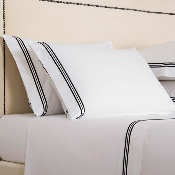Frette Triplo Popeline Pillowcase Standard In White/black