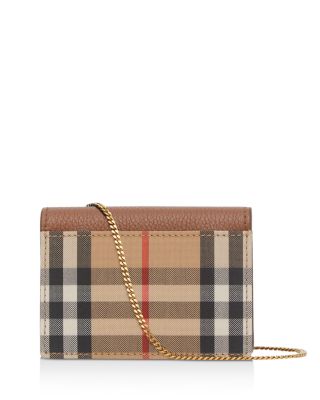 Burberry Jade Mini Vintage Check Print Grainy Leather Card Case - Main Image
