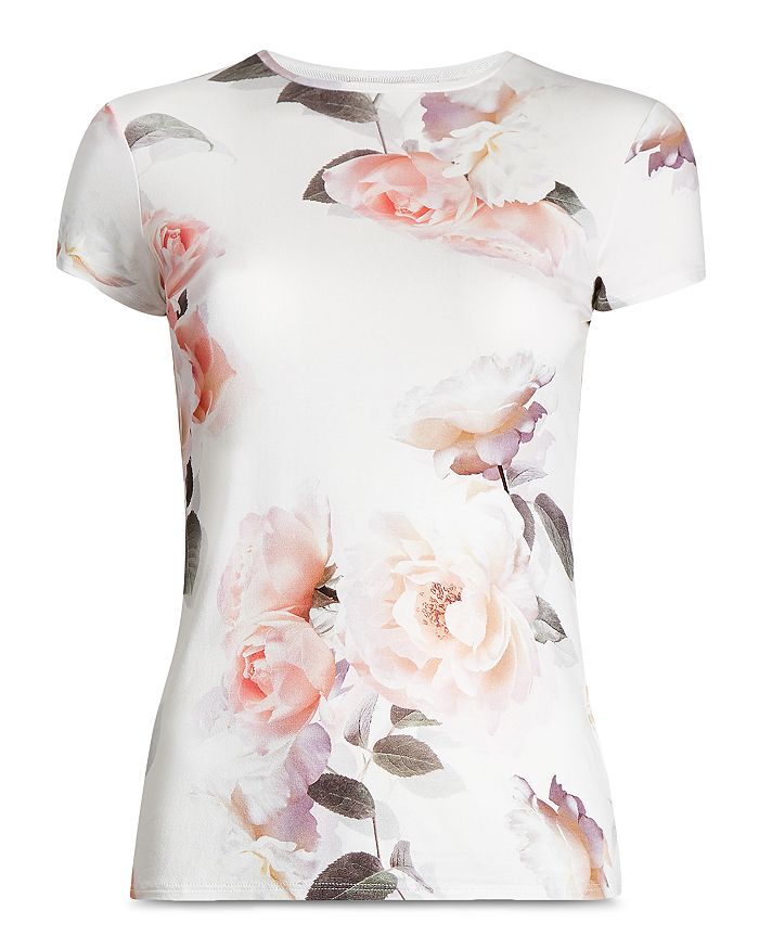 TED BAKER FLORAL FITTED TEE,246614IVORY