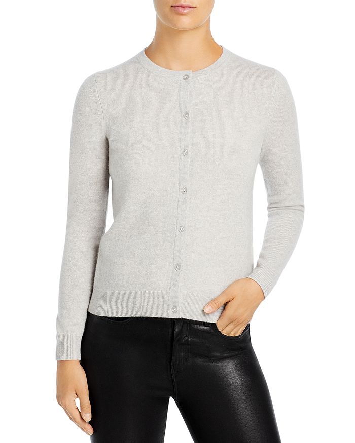 C By Bloomingdale's Crewneck Cashmere Cardigan - 100% Exclusive In Light Gray