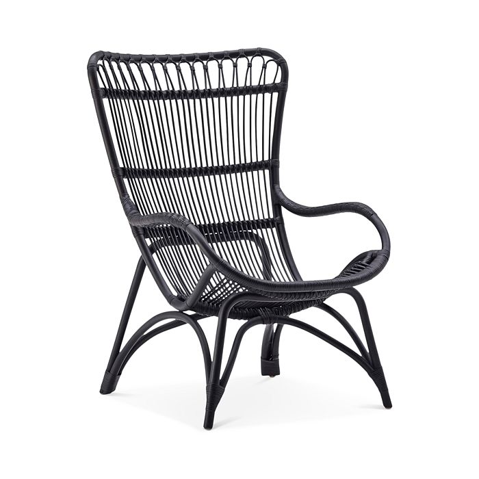 Sika Designs S Monet High Back Rattan Lounge Chair In Black