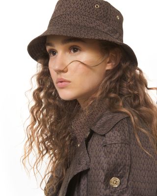 Michael kors bucket hat signature canvas NWOT Logo Print Organic Cotton Blend Bucket Hat in CHOCOLATE  main image 2