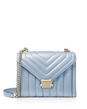 Click to view more detailed imagery on our partner's website Michael Michael Kors Whitney Large Quilted Leather Shoulder Bag In Pale Blue