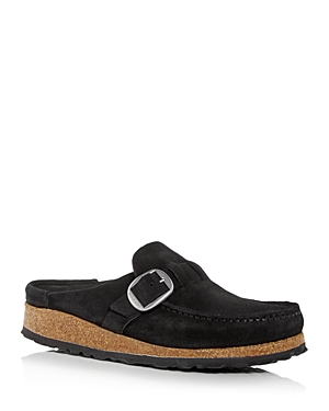 Birkenstock Black Buckley Shearling Suede Slip-on Shoes In Black Suede