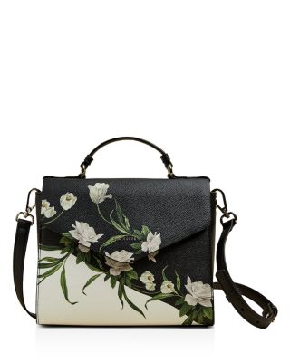 New Ted Baker Tranquility Bloom Crossbody Clutch Bag Black Floral Small/  medium
