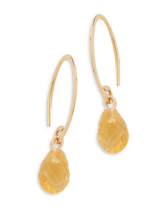 Bloomingdale's Citrine Briolette Mini Sweep Drop Earrings In 14k Yellow Gold - 100% Exclusive In Citrine/yellow Gold