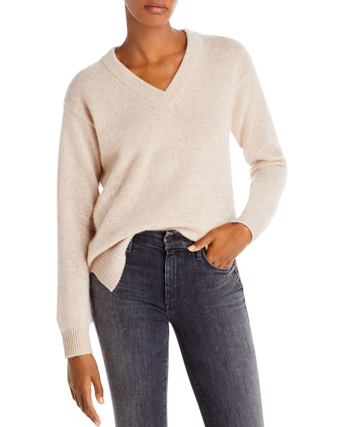 C BY BLOOMINGDALE'S C BY BLOOMINGDALE'S CASHMERE V-NECK HIGH LOW SWEATER - 100% EXCLUSIVE
