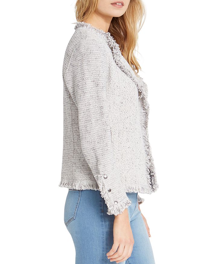 Shop Nic And Zoe Fringe Mix Knit Jacket In Sugar Cookie
