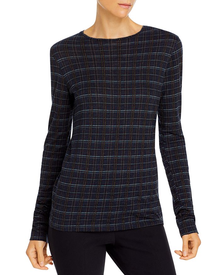 Vince plaid crew deals neck sweater