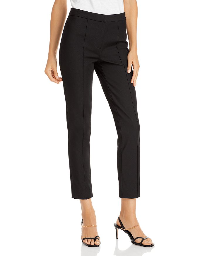 Adam Lippes Stretch Cady Cigarette Trousers With Pintuck In Black