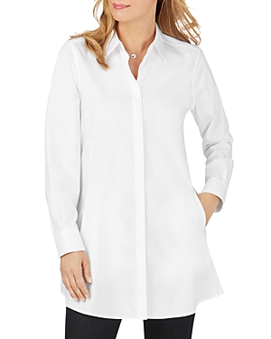 Shop Foxcroft Cici Cotton Non-iron Tunic Shirt In White
