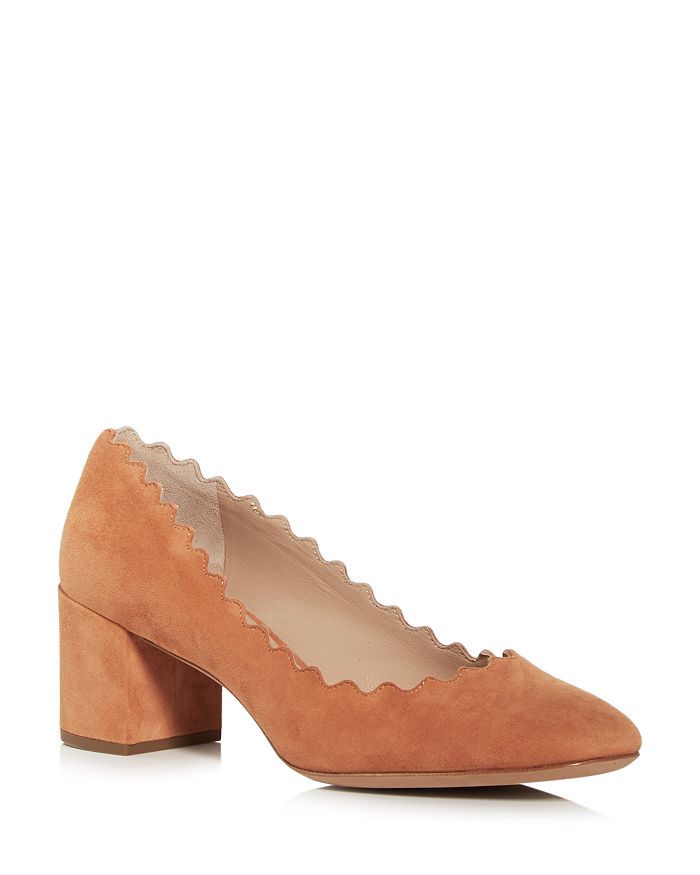 chloe scalloped block heel