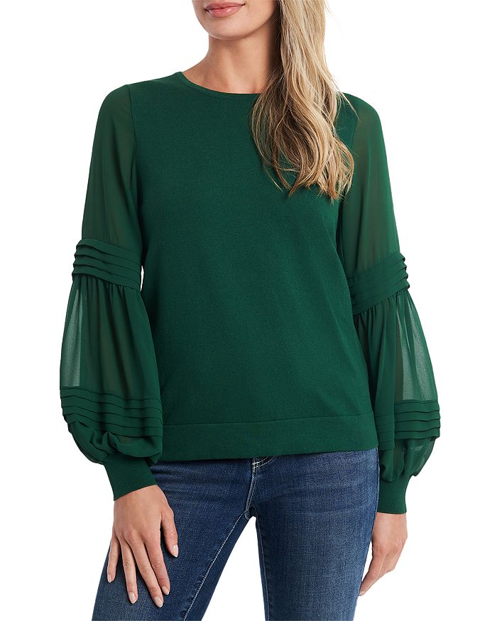 CeCe Puff Sleeve Mix Media Sweater Bloomingdale's