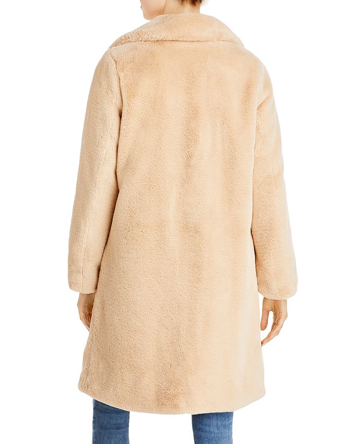 Shop Aqua Faux-fur Coat With Wide Lapels- 100% Exclusive In Sand