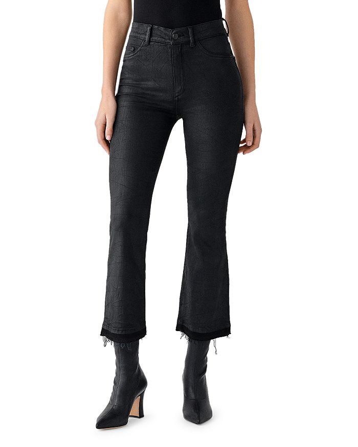 DL1961 Bridget High Rise Cropped Coated Kick Flare Jeans in Harker