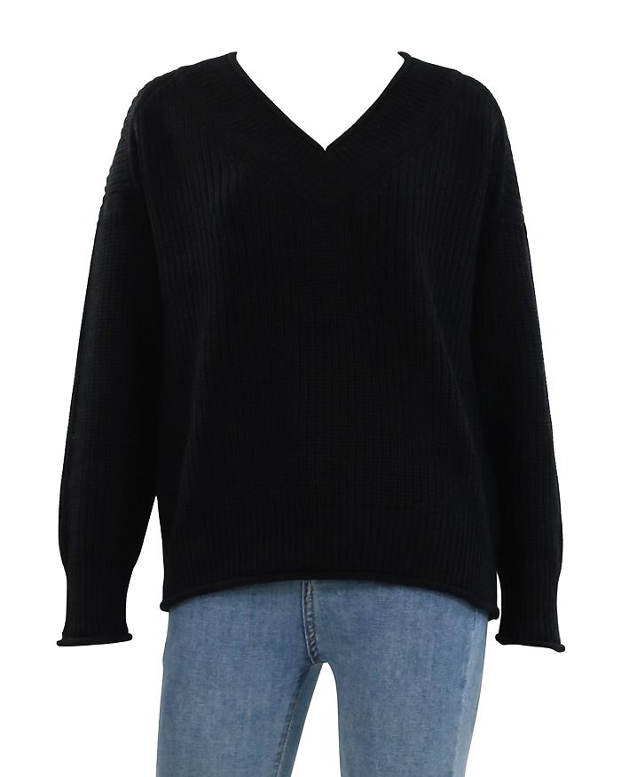525 - Cotton Roll V-Neck Sweater