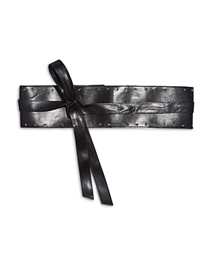 Marina Rinaldi Luce Studded Tie Belt In Black