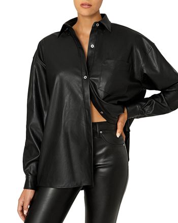 WeWoreWhat Faux Leather Boyfriend Shirt | Bloomingdale's