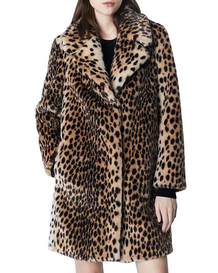 Marella Dionigi Faux Fur Cat Print Coat | Bloomingdale's