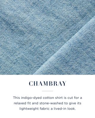Classic Fit Long Sleeve Chambray Cotton Button Down Shirt