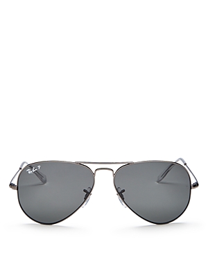 Ray Ban Ray-ban Unisex Original Polarized Brow Bar Aviator Sunglasses, 58mm In Shiny Gunmetal/polarized Black