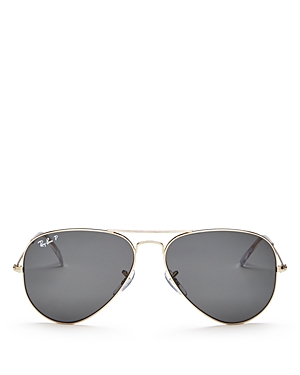 Ray Ban Ray-ban Unisex Original Polarized Brow Bar Aviator Sunglasses, 58mm In Legend Gold/polarized Black
