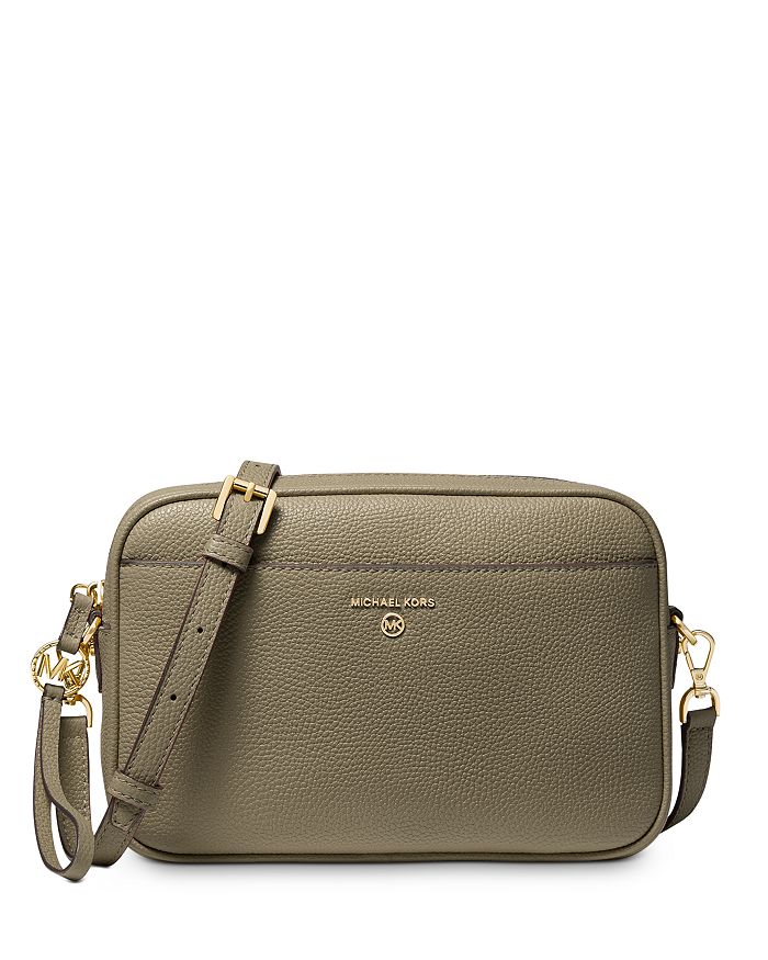 Michael Michael Kors Jet Set Charm Small Leather Camera Crossbody In Army Green