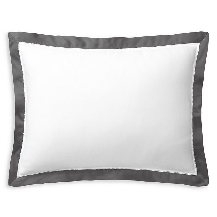 Ralph Lauren Organic Sateen Border Decorative Pillow, 16w X 12l In True Graphite