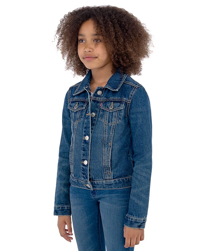 LEVI'S GIRLS' COTTON-BLEND DENIM TRUCKER JACKET - BIG KID,412164F