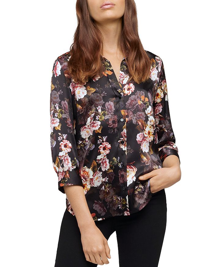 L'AGENCE Dani Silk Floral Print Blouse Bloomingdale's