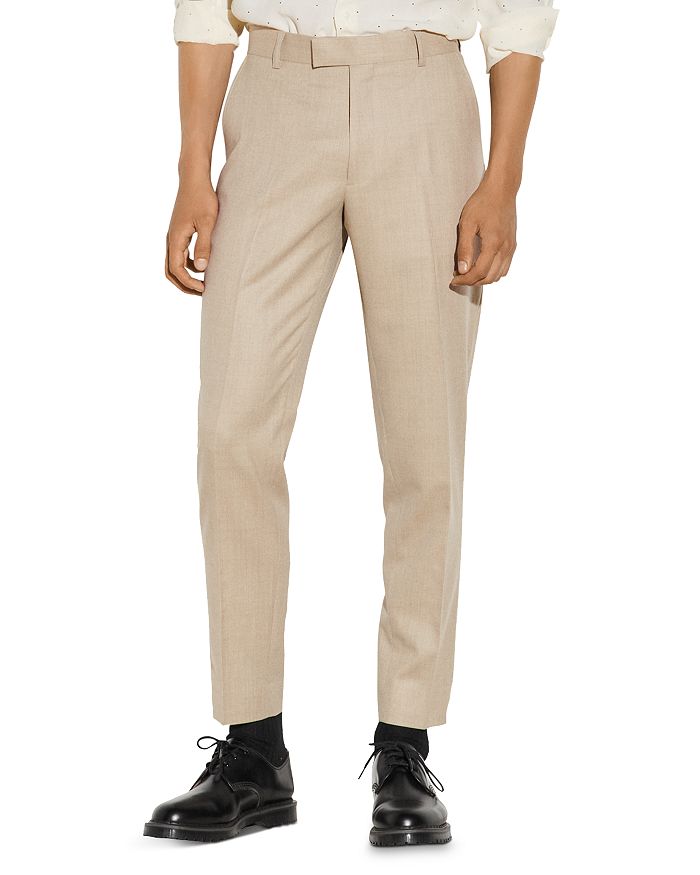 Sandro Jupiter Wool Flannel Suit Pants In Beige | ModeSens