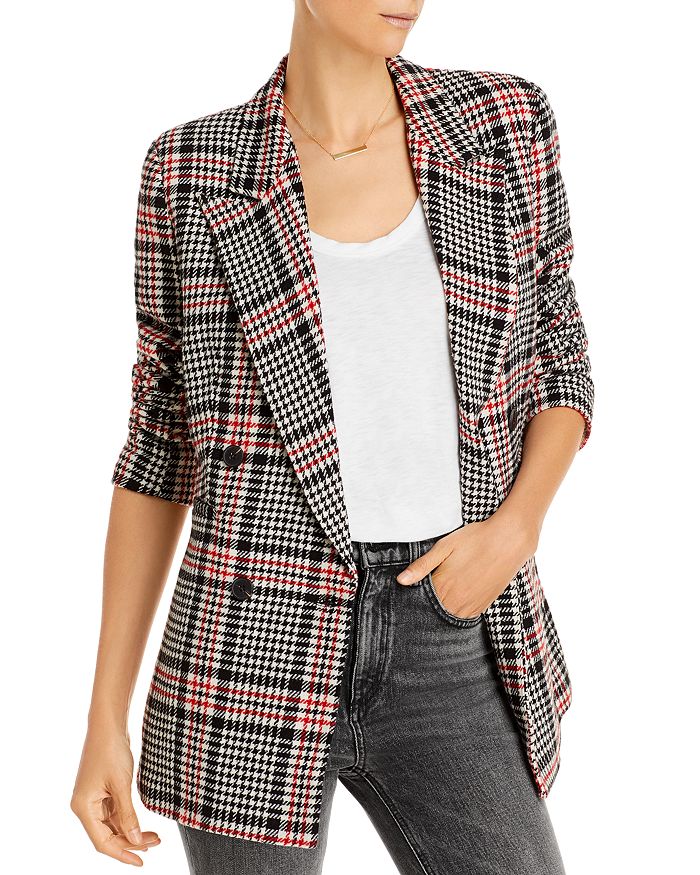 Aqua Plaid Double Breasted Button Front Jacket - 100% Exclusive In Black/red/white