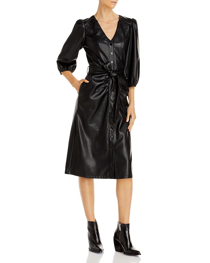 Lucy Paris Belted Faux Leather Midi Dress | Bloomingdale's